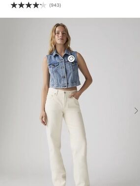 Levi's Cream Straight Leg High-Rise Jeans